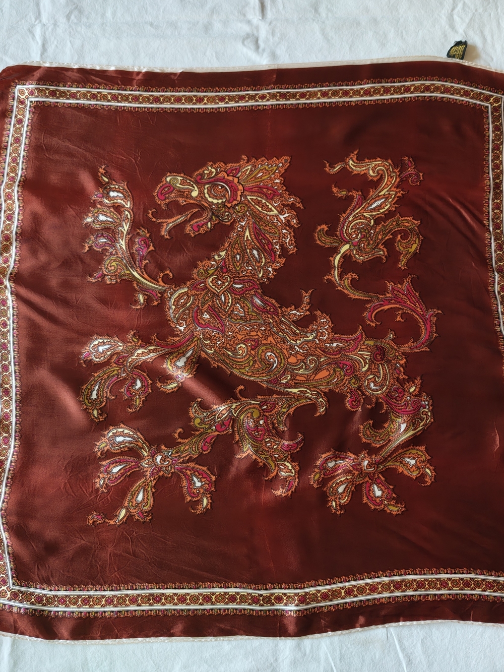 vintage 100% acetate dragon scarf/foulard